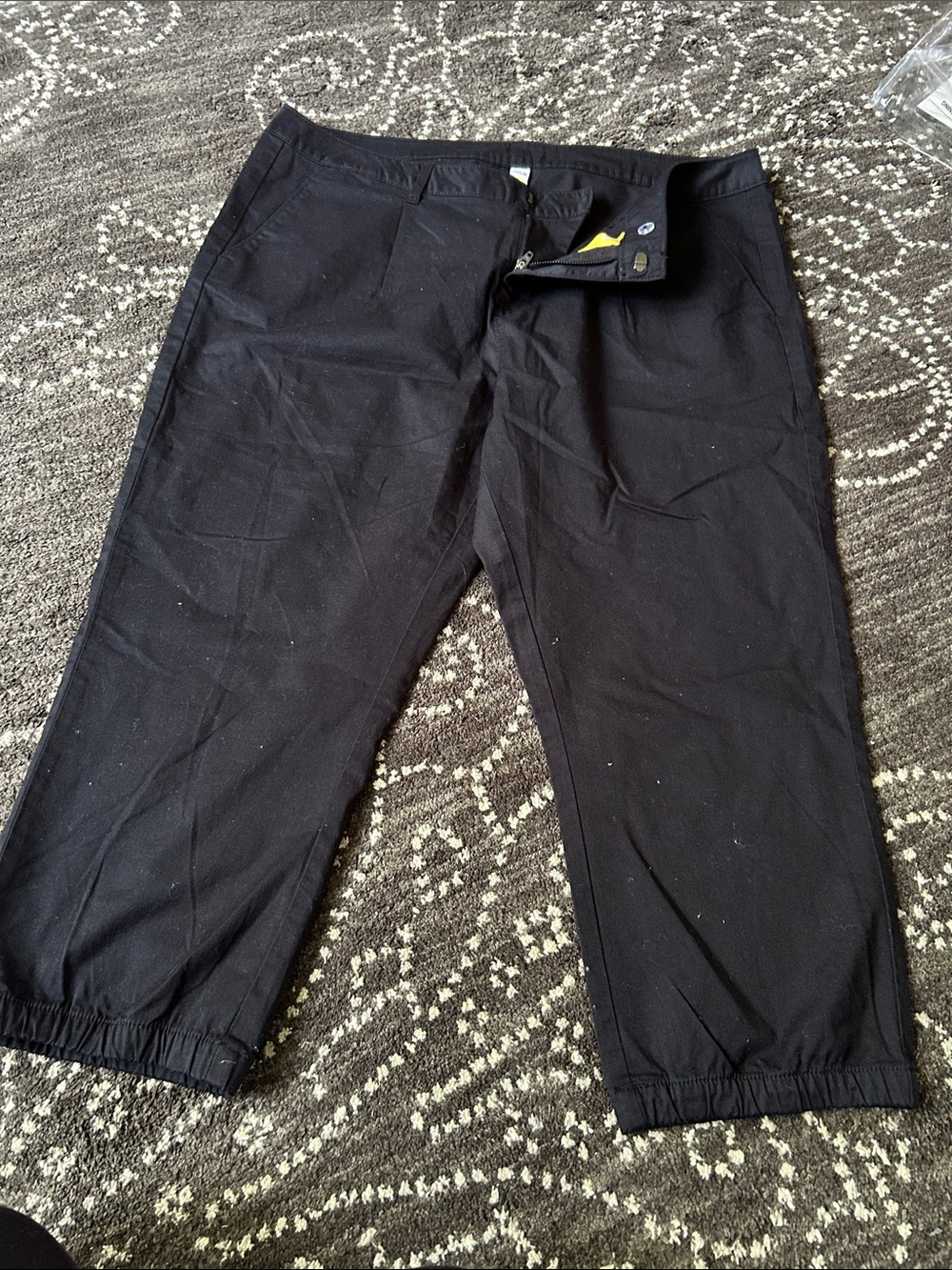 Womens Black Chinos with Elastic Hem
